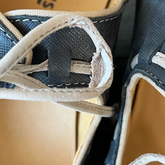 Clarks ORIGINALS Blue Gray Mary Jane Wedges Lace Ties 61606 Size 11 Medium - Picture 3 of 13